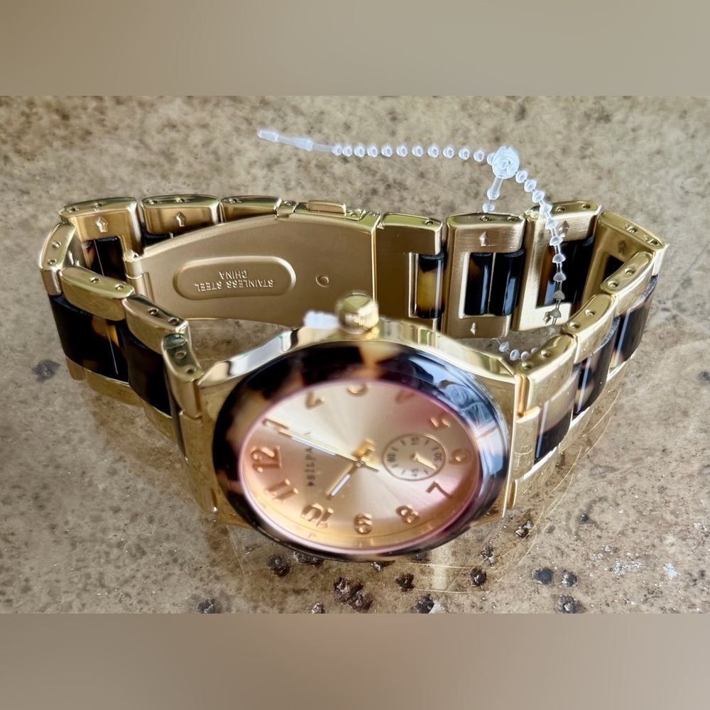 Silpada "Timeless Tortoise” Resin Stainless Steel Gold Watch KRT0061 NWT - Picture 3 of 8